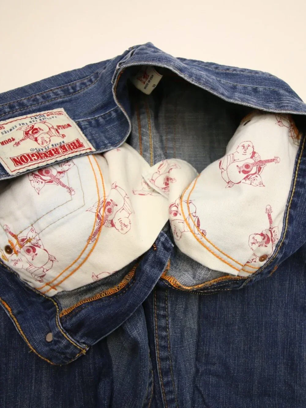 True Religion Ricky Flap Pocket Mens Blue Jeans 33 Made in USA